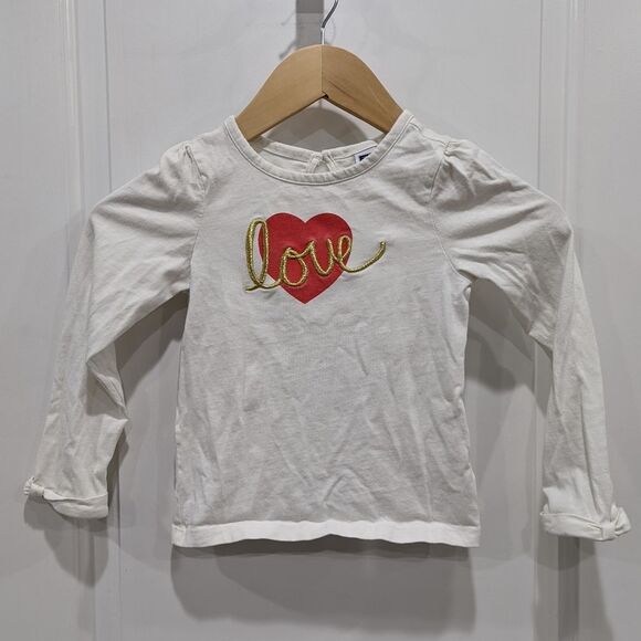 Janie and Jack Heart Valentines red White gold long sleeve shirt girls size 5 - Picture 3 of 8